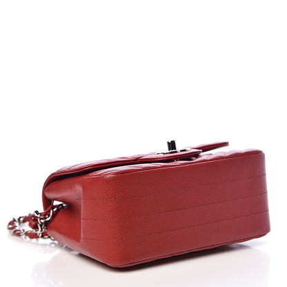 Chanel Caviar Chevron Quilted Mini Square Flap Dark Red 4 of 10