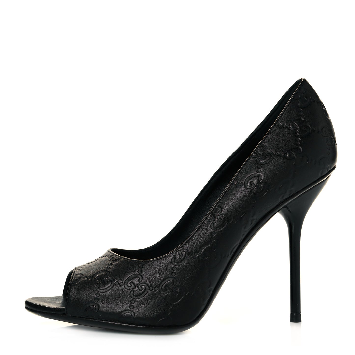 Guccissima GG Peep Toe Heels 38.5 Black