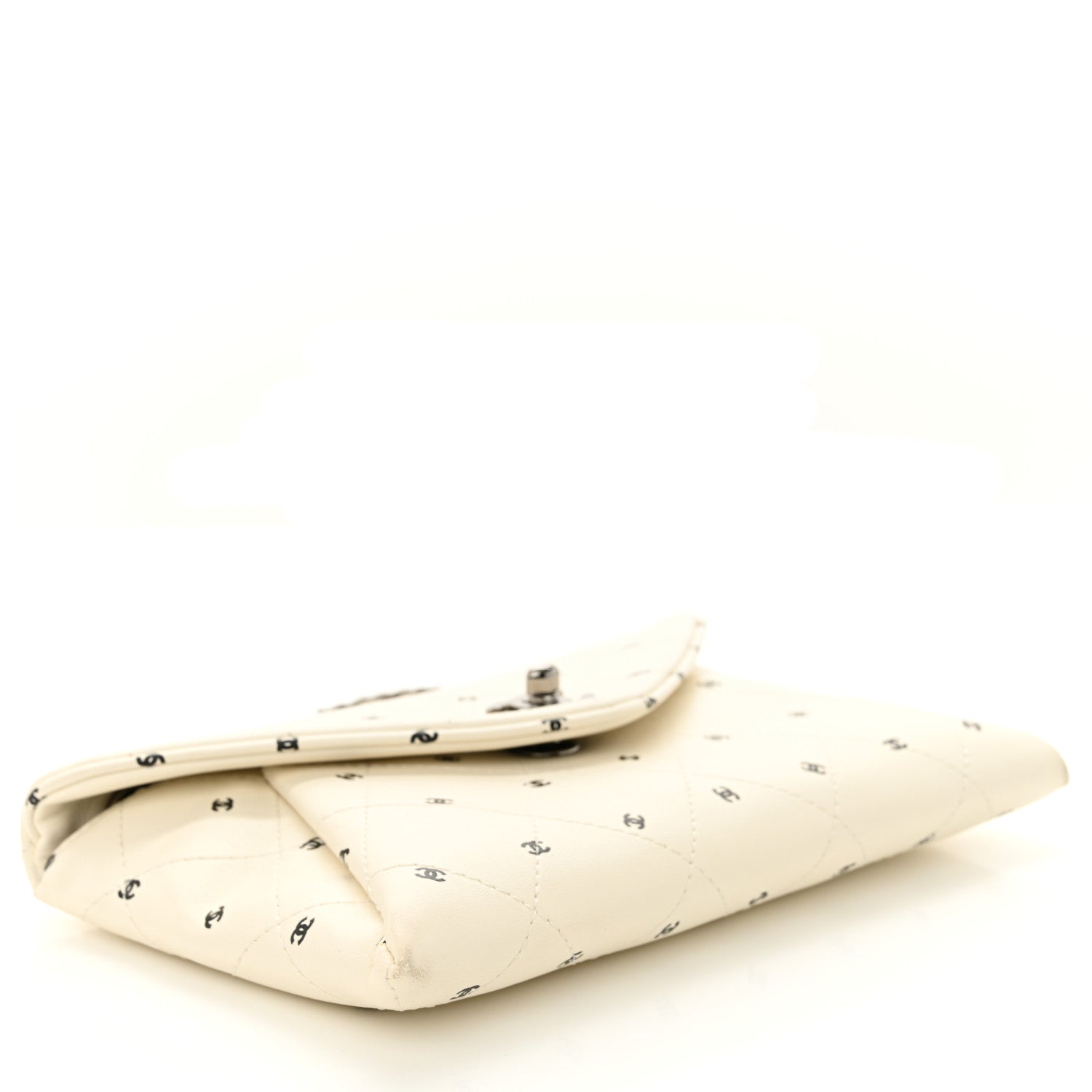Chanel Printed Lambskin Logo CC Envelope Clutch With Chain White 4 of 10