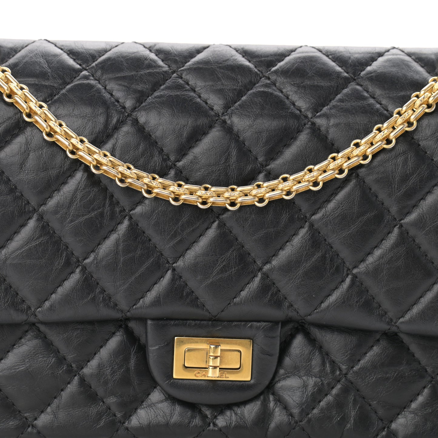 Aged Calfskin Quilted 2.55 Reissue 226 Flap Black