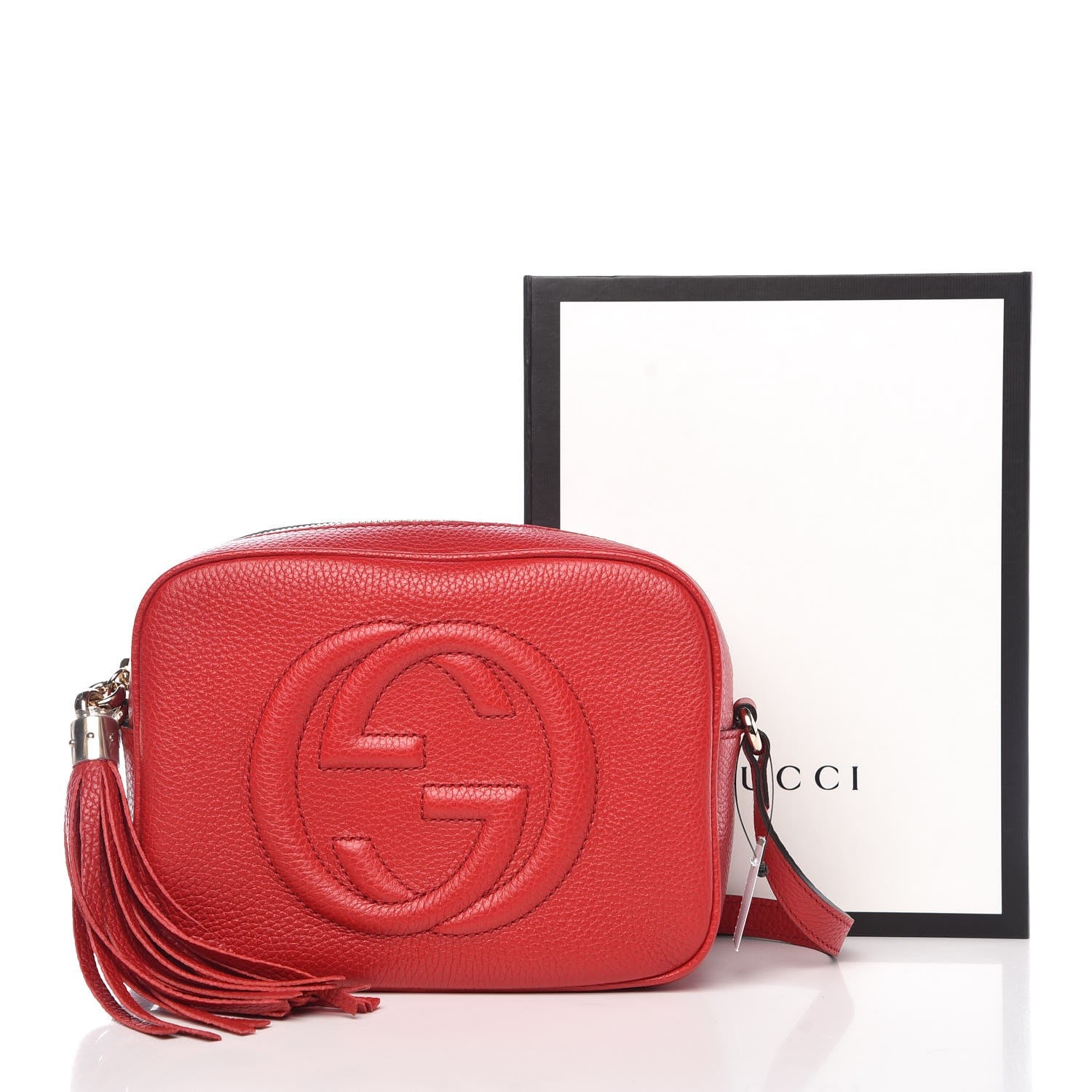 Gucci Pebbled Calfskin Small Soho Disco Bag Vibrant Red 8 of 8