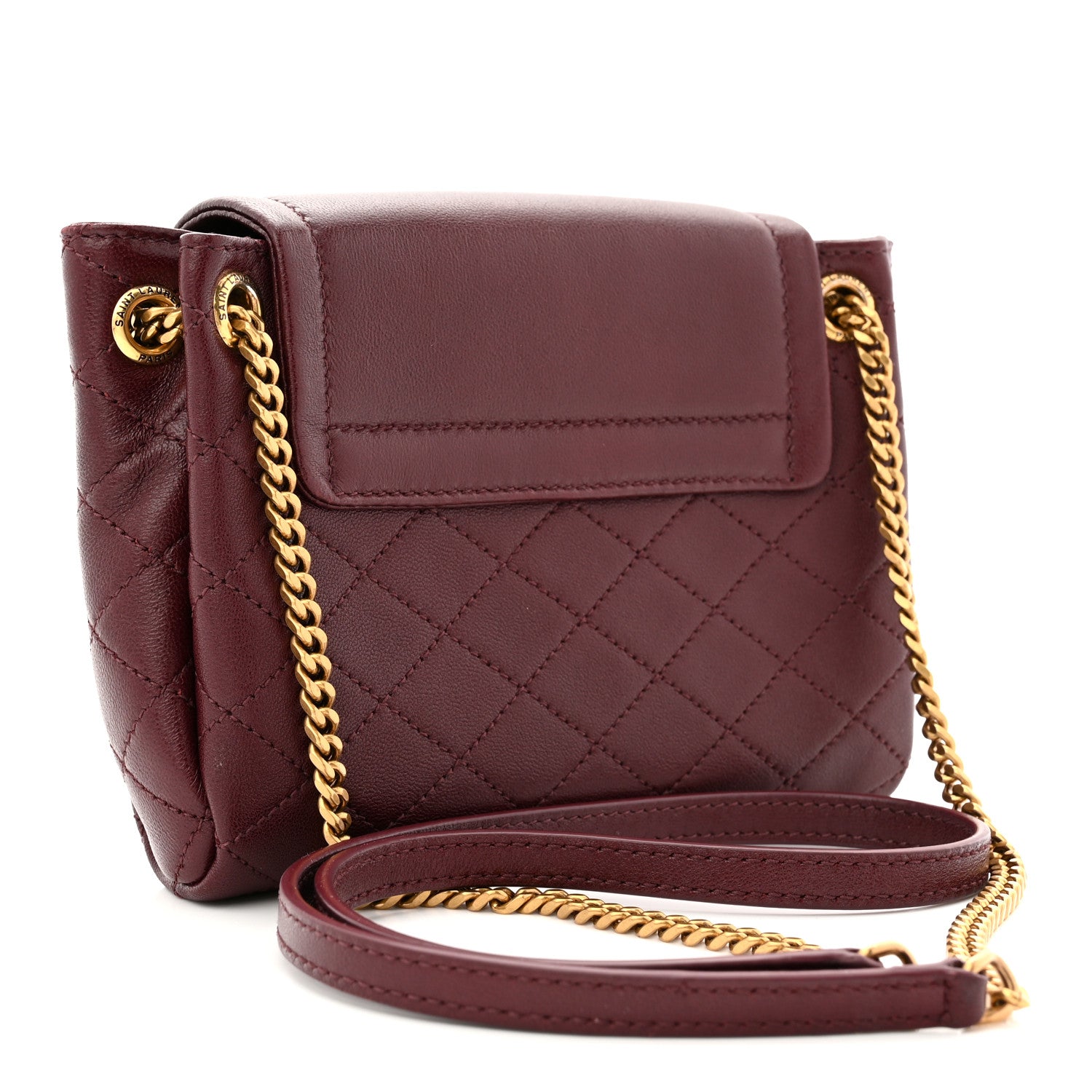 Saint Laurent Lambskin Quilted Monogram Mini Nolita Rouge Cabernet 3 of 10