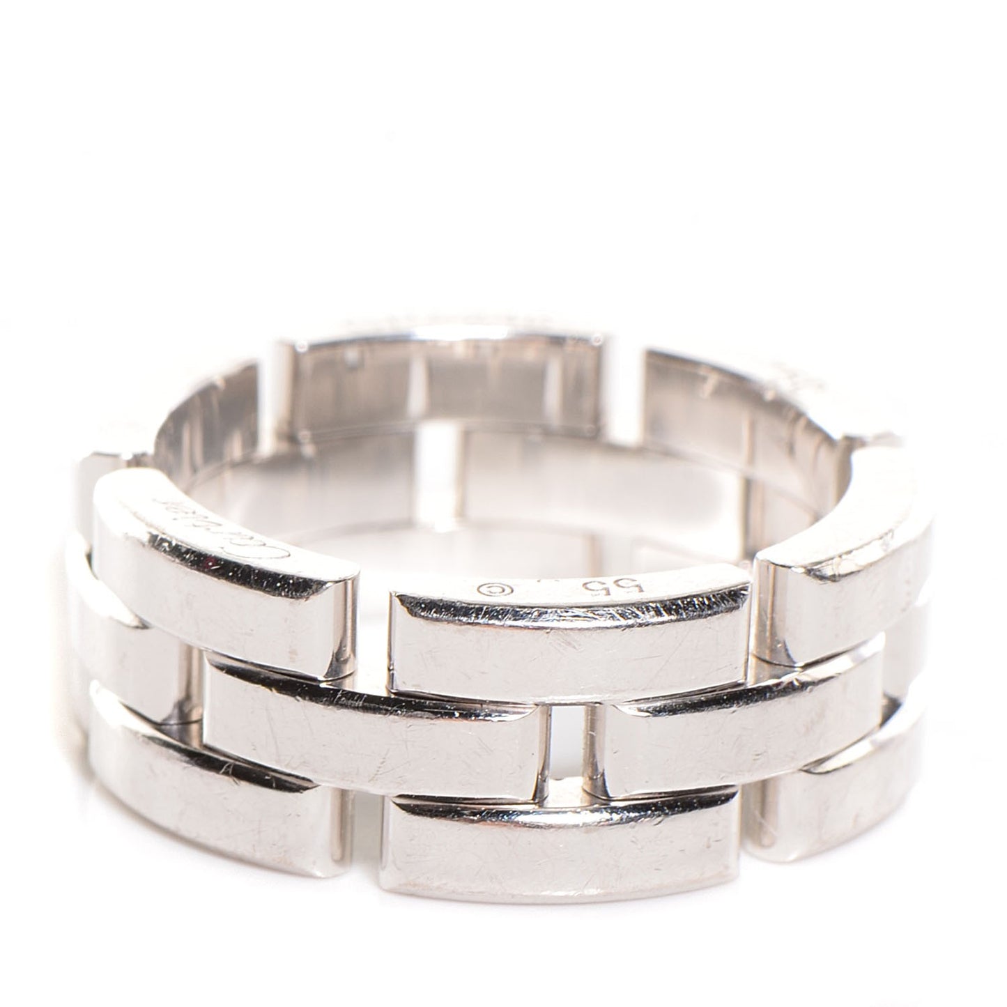 18K White Gold Maillon Panthere 3 Row Ring 55 US 7.25