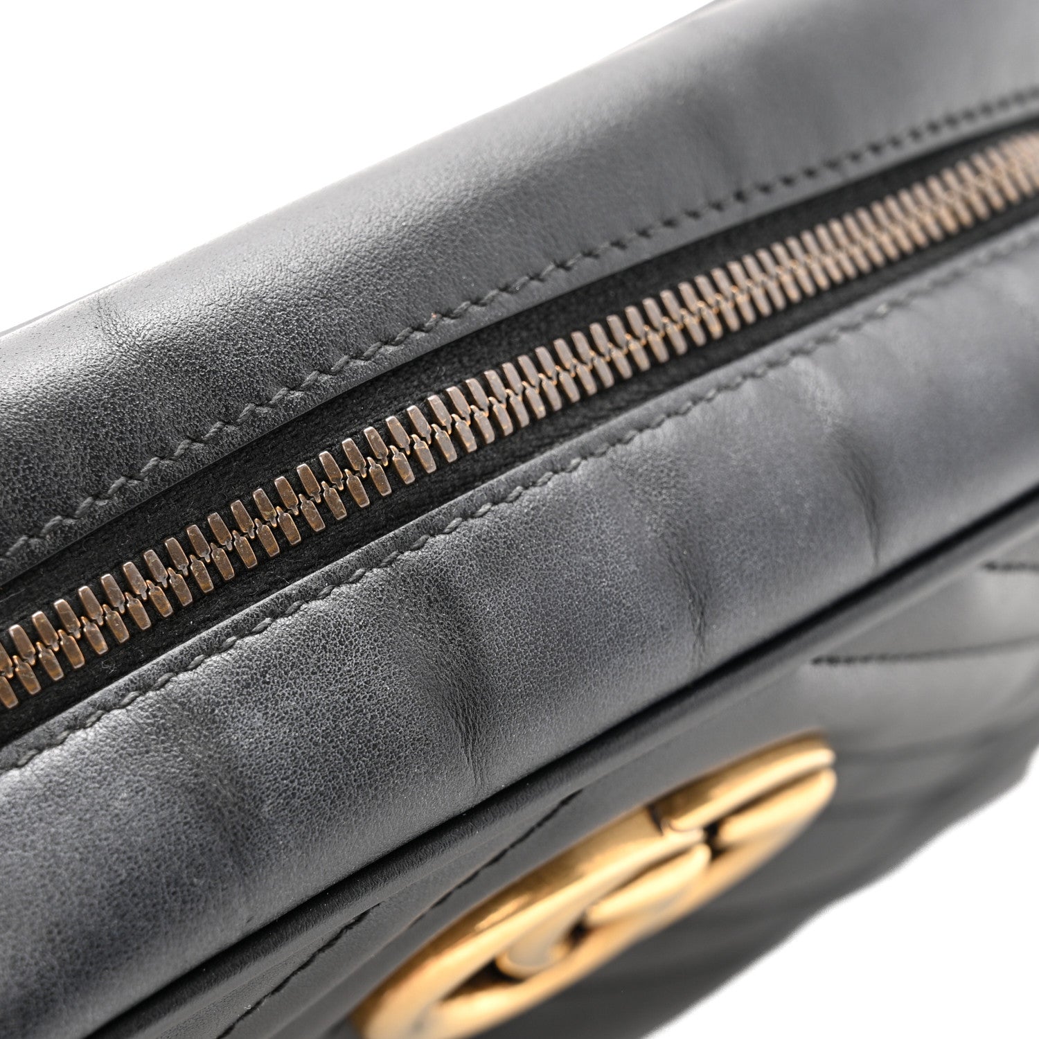 Gucci Calfskin Matelasse Small GG Marmont Chain Shoulder Bag Black 11 of 12