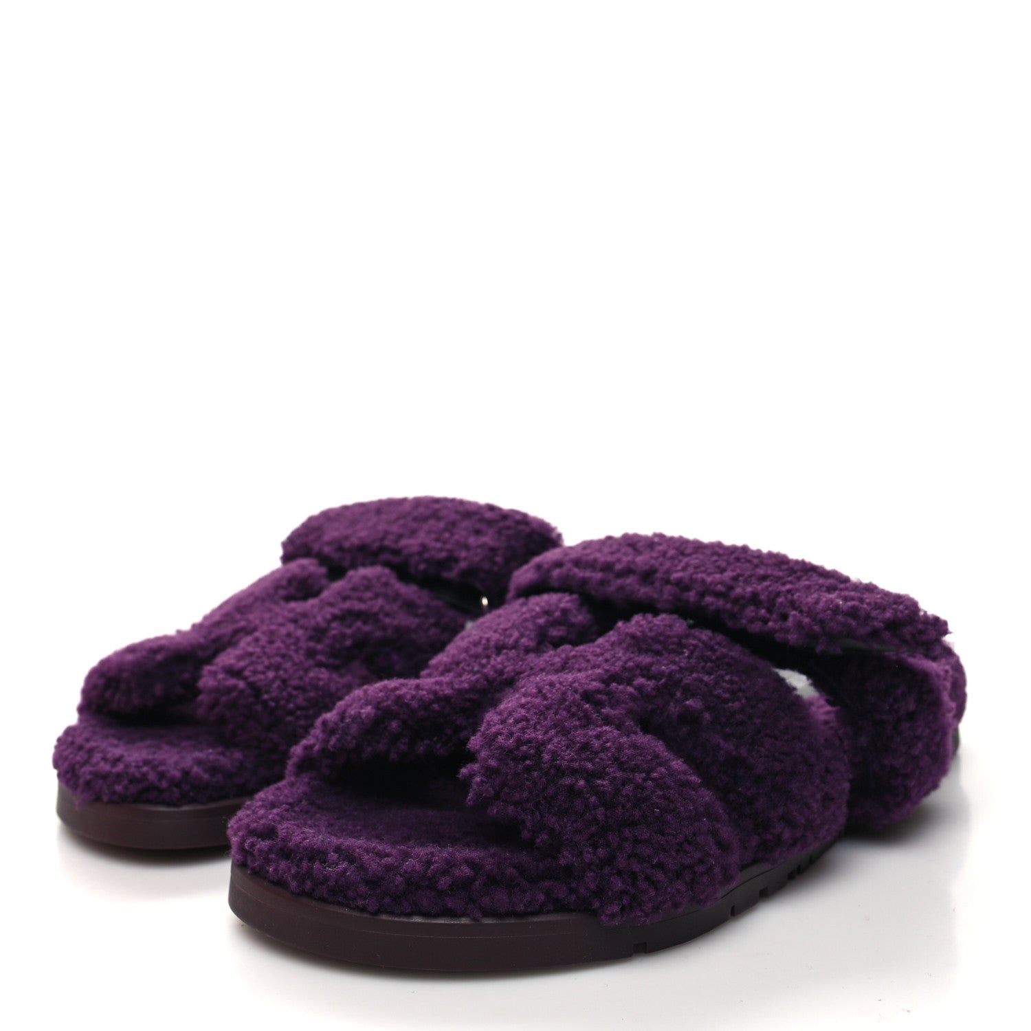 Hermes Woolskin Womens Chypre Sandals 38 Violet Fonce 3 of 8