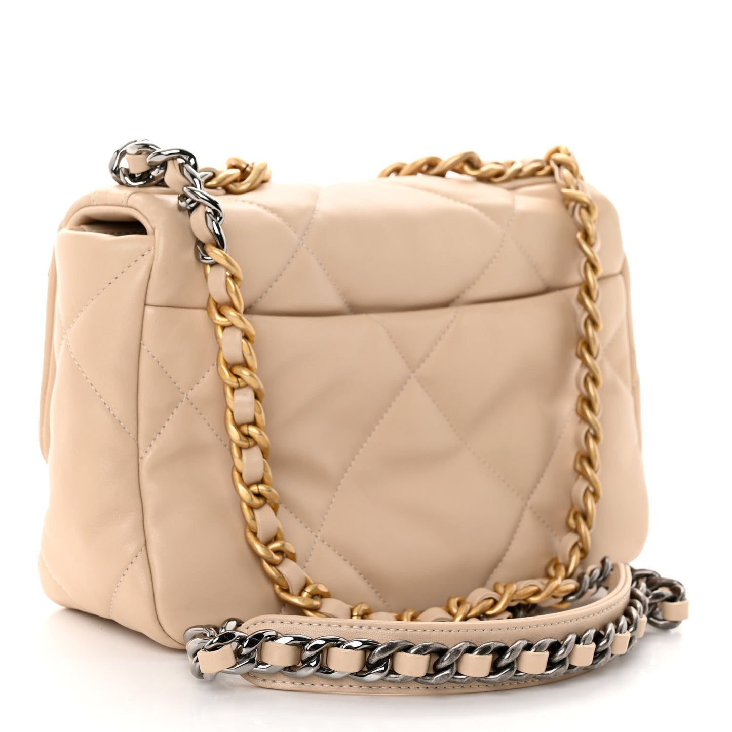Lambskin Quilted Medium Chanel 19 Flap Beige