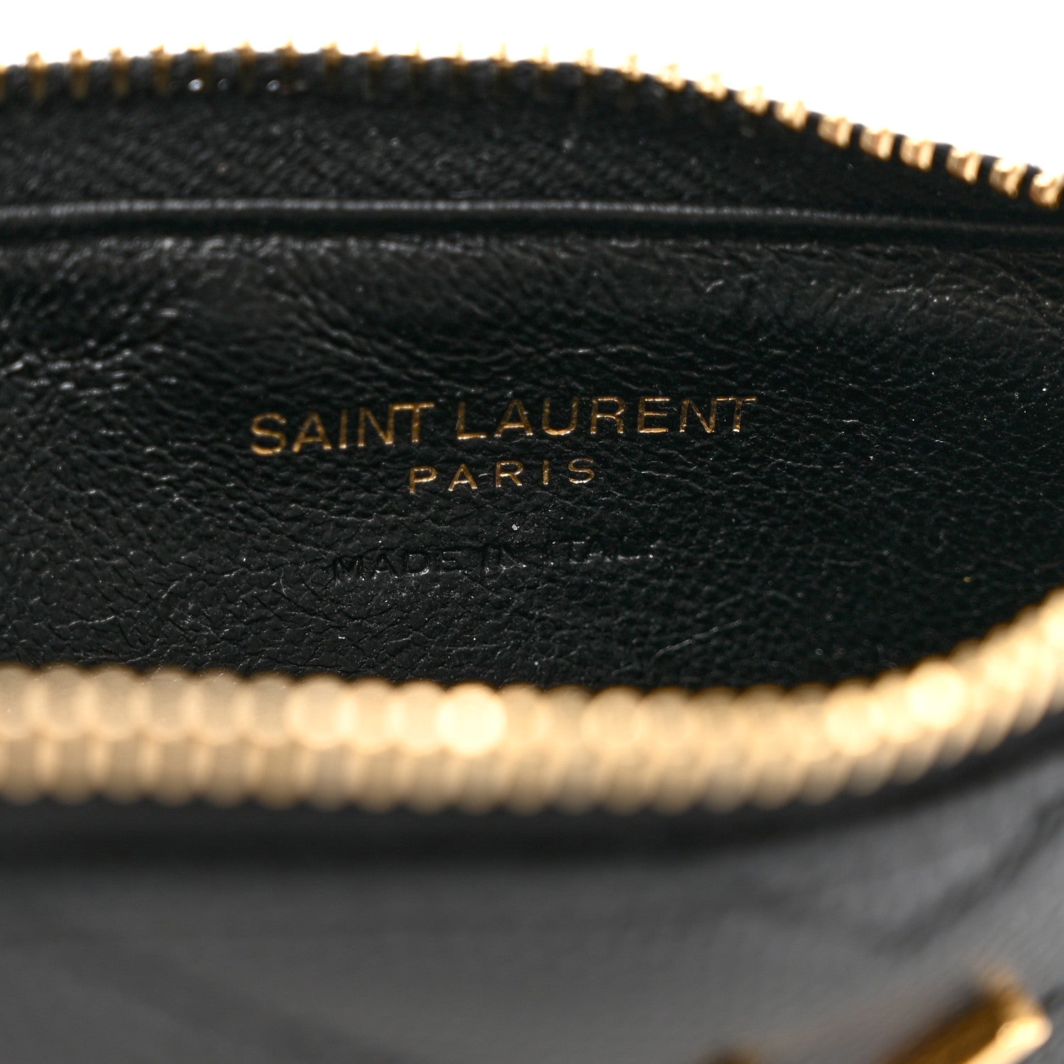Saint Laurent Grain De Poudre Matelasse Chevron Monogram Fragments Zippered Card Case Black 6 of 7
