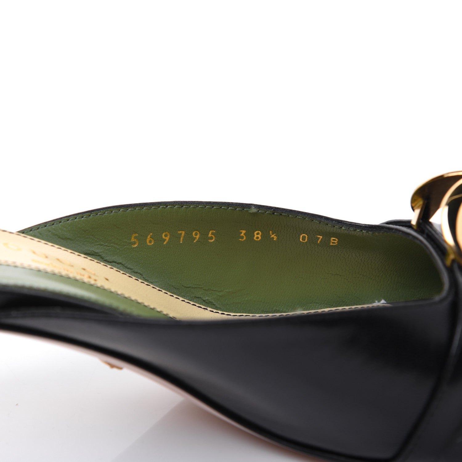 Gucci Malaga Kid Half Moon GG Square Toe Slide Sandals 38.5 Black 8 of 10
