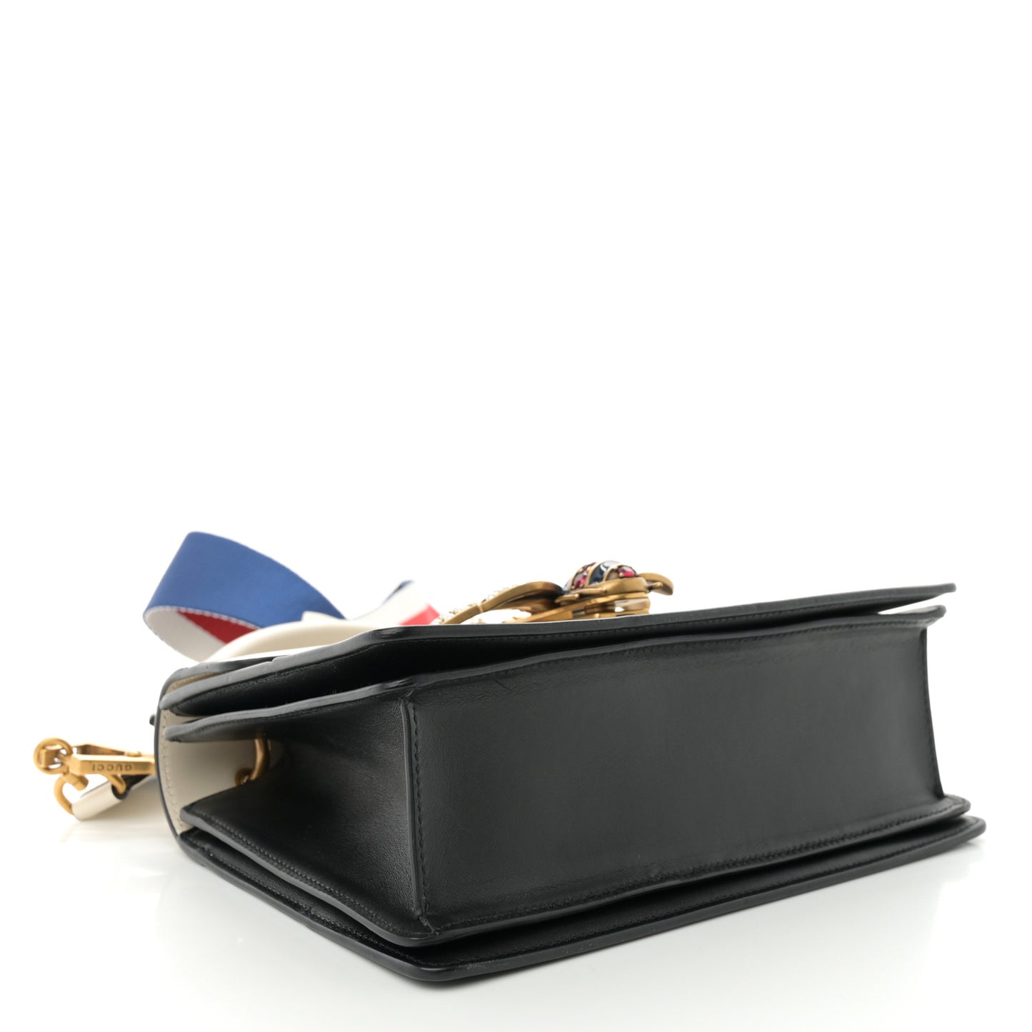 Calfskin Sylvie Web Small Queen Margaret Top Handle Bag Black White