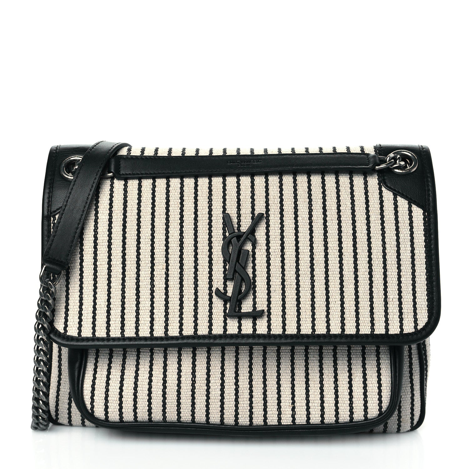 Saint Laurent Cotton Canvas Vintage Calfskin Monogram Medium Niki Chain Satchel 1 of 9