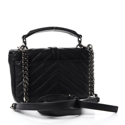 Saint Laurent Sheepskin Matelasse Chevron Monogram College Chain Wallet Black 3 of 13