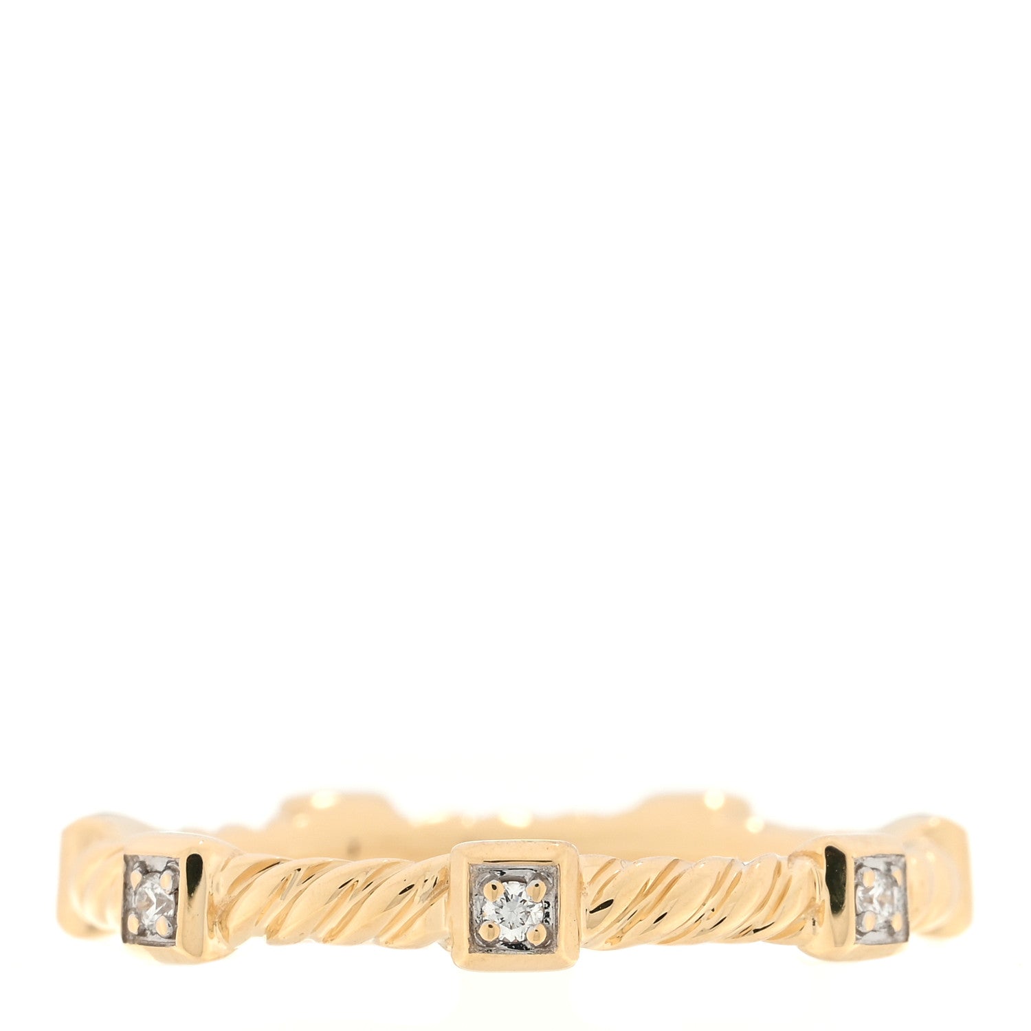 David Yurman 18K Yellow Gold Diamond Cable Collectibles Stack Ring 52 6 1 of 4