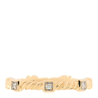 David Yurman 18K Yellow Gold Diamond Cable Collectibles Stack Ring 52 6 1 of 4