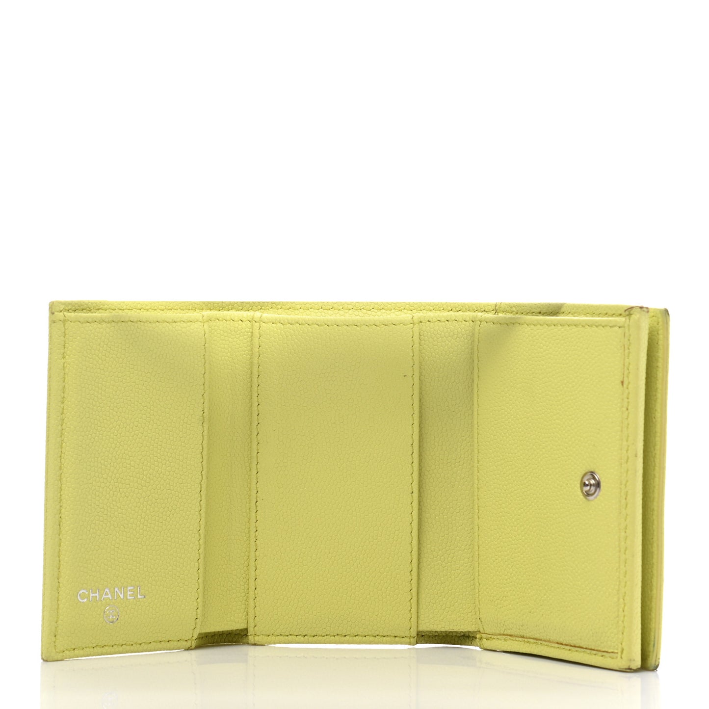 Caviar Tri-Fold Wallet Light Pink Light Green
