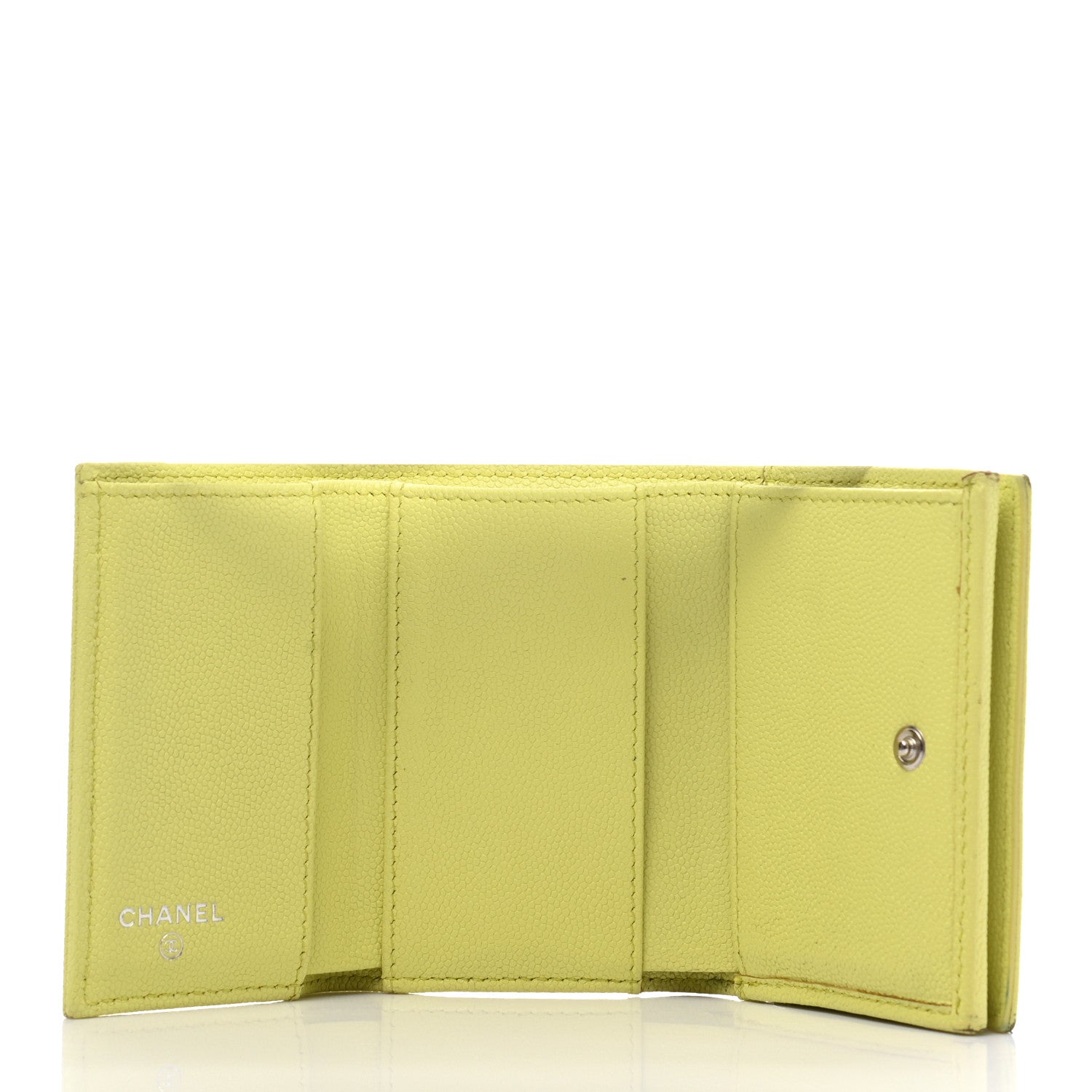 Chanel Caviar Tri-Fold Wallet Light Pink Light Green 5 of 16