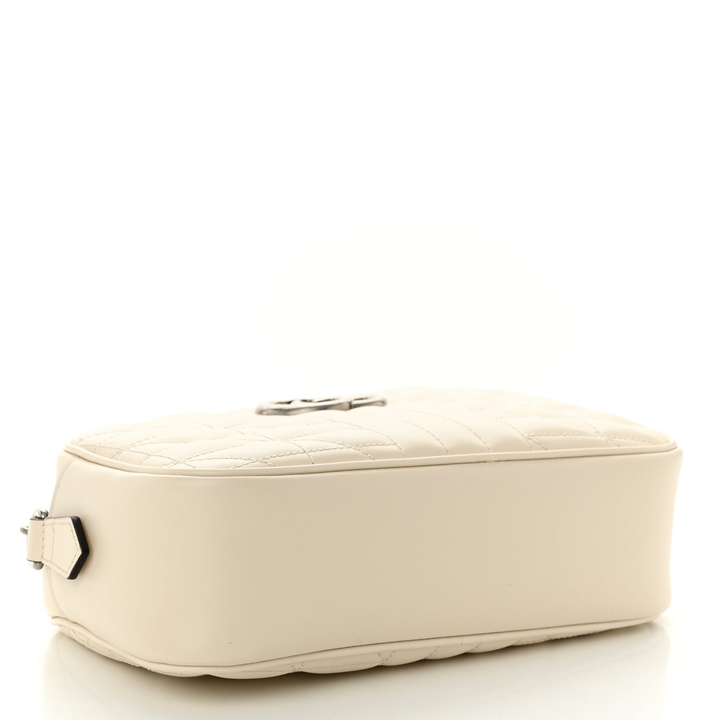 Calfskin Matelasse Aria Small GG Marmont Chain Shoulder Bag Mystic White