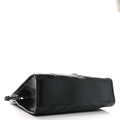 Saint Laurent Crinkled Calfskin Matelasse Monogram Medium Niki Shopper Tote Black 4 of 11