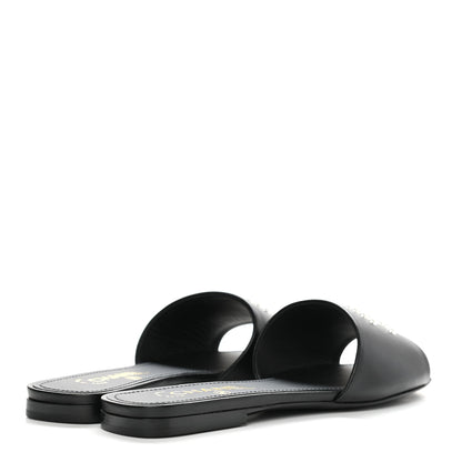 Chanel Lambskin Pearl CC Sandals 38 Black 4 of 9