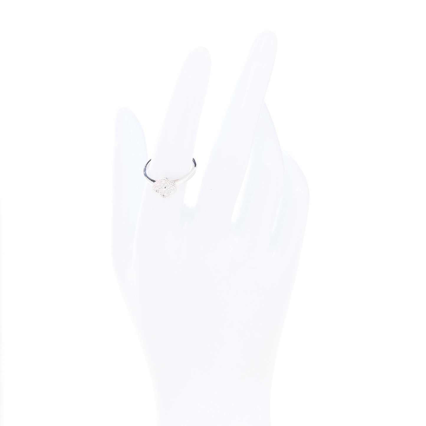 18K White Gold Diamond Sweet Alhambra Ring 54 6.75