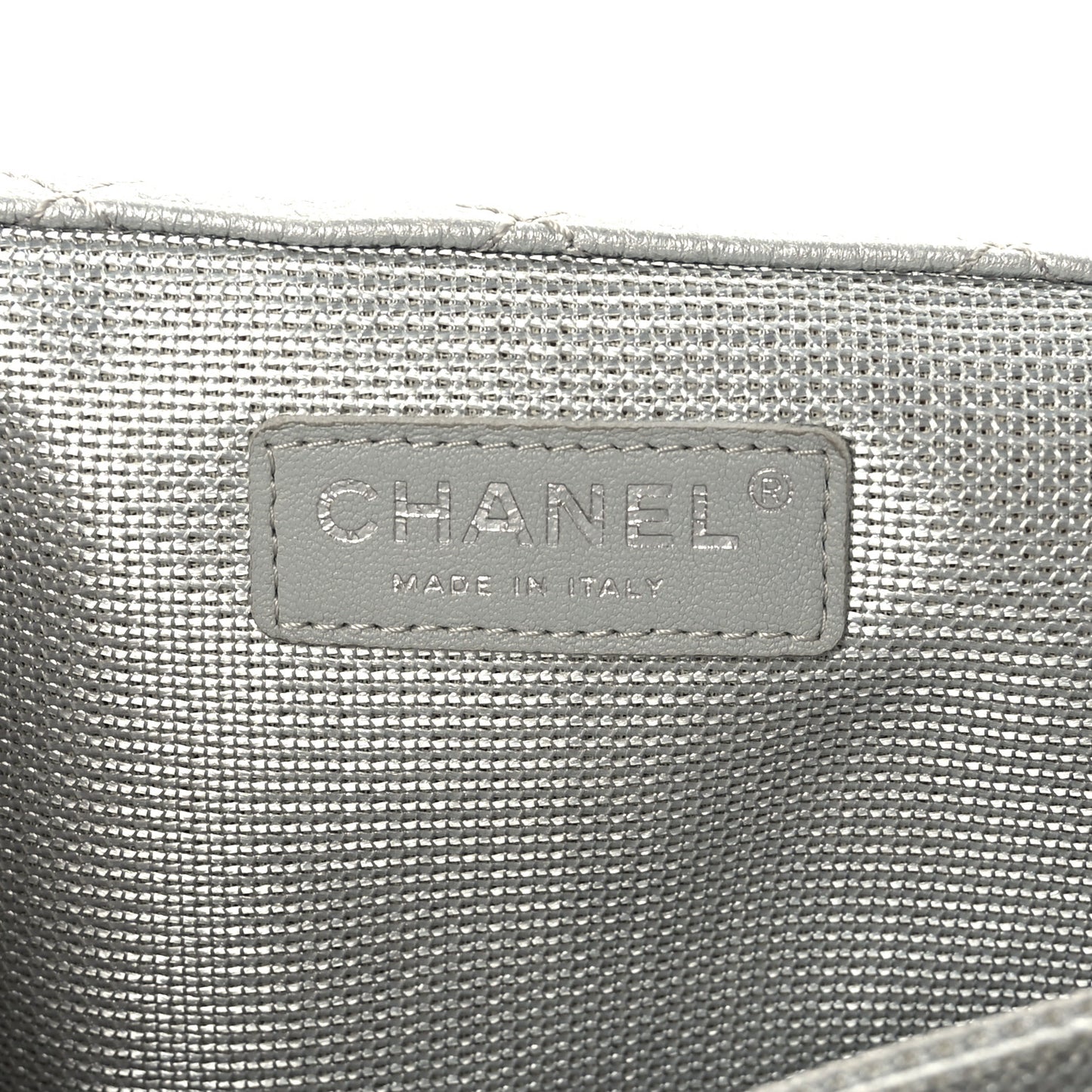 Metallic Calfskin Quilted XXL Travel Flap Bag Silver