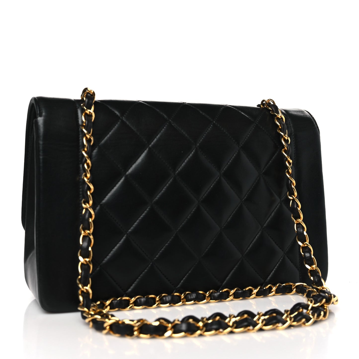 Lambskin Quilted Small Single Flap Black