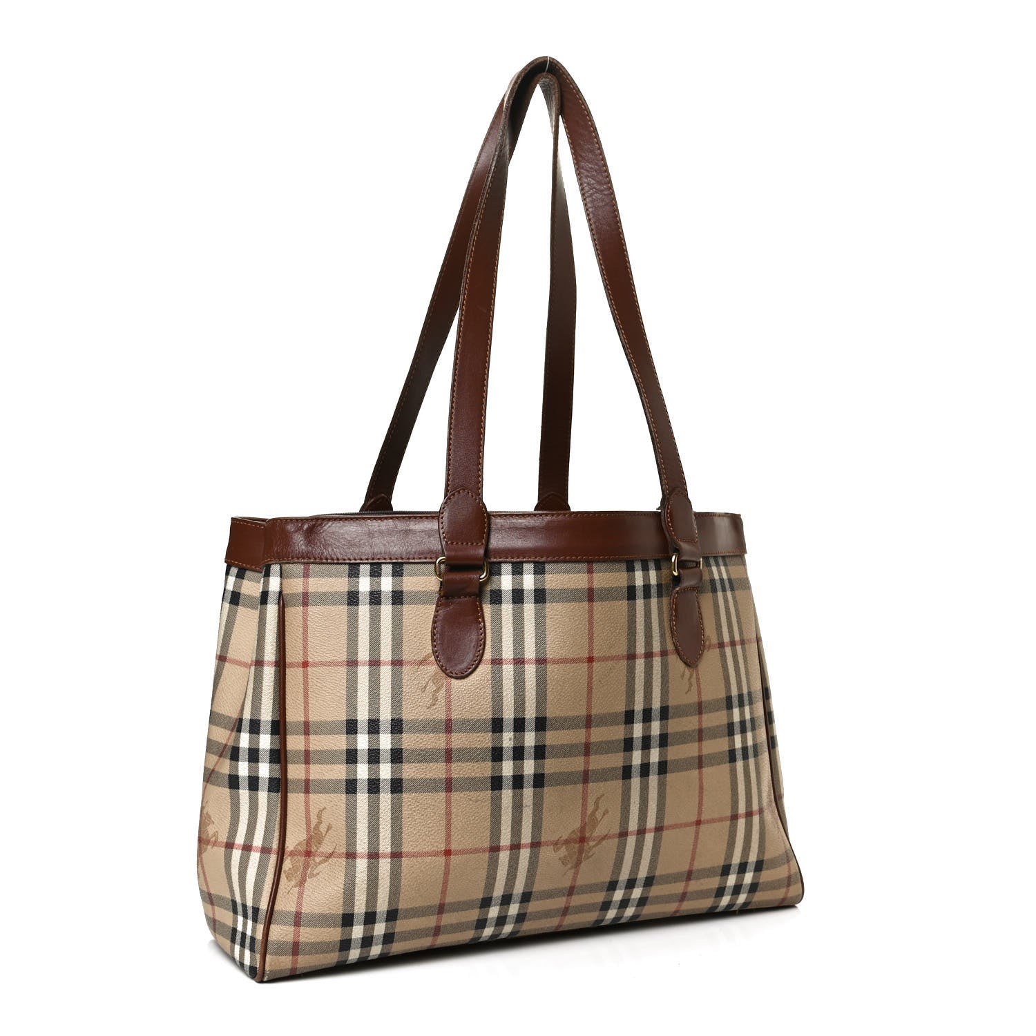 Burberry Haymarket Check Tote Dark Tan 3 of 13