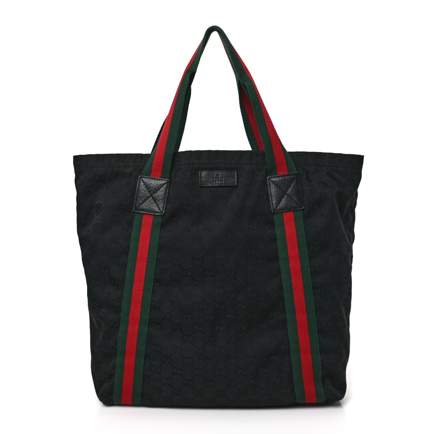 GG Monogram Medium Web Handle Vertical Tote Black