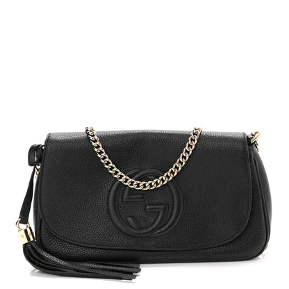 Gucci Pebbled Calfskin Medium Soho Flap Crossbody Black 1 of 11