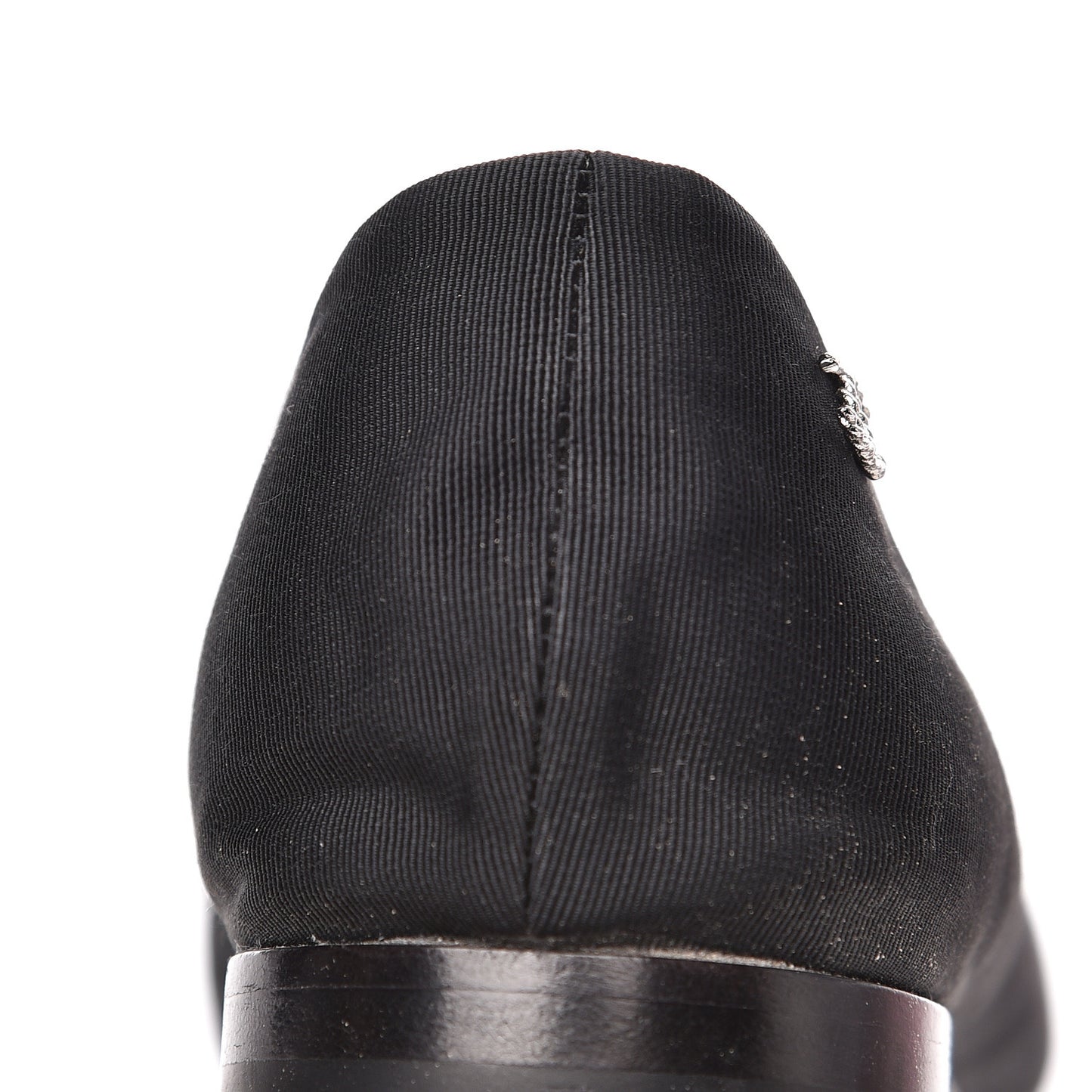 Grosgrain Crystal Bow Cap Ballet Flats 36.5 Black