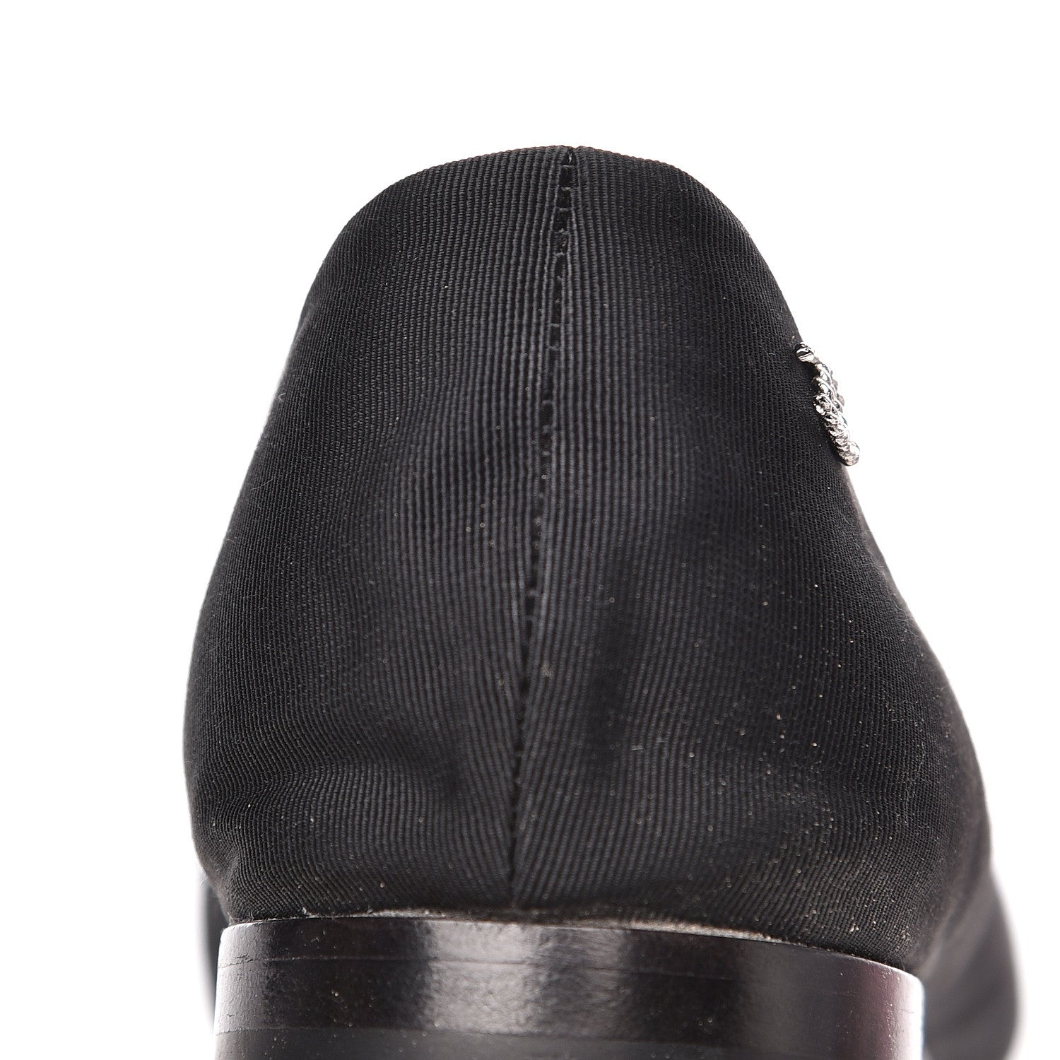 Chanel Grosgrain Crystal Bow Cap Ballet Flats 36.5 Black 10 of 11