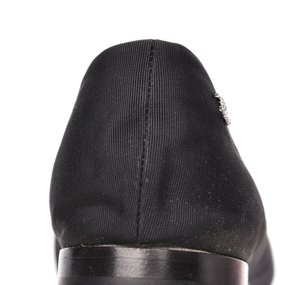 Chanel Grosgrain Crystal Bow Cap Ballet Flats 36.5 Black 10 of 11