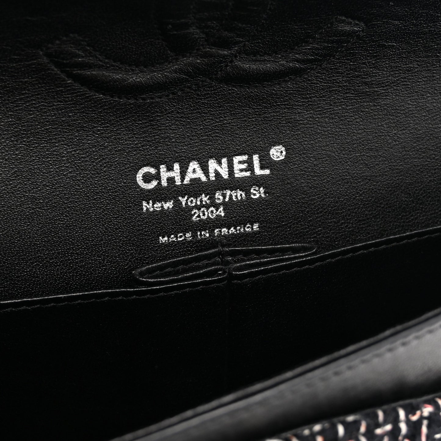 Tweed Quilted Medium Double Flap Black