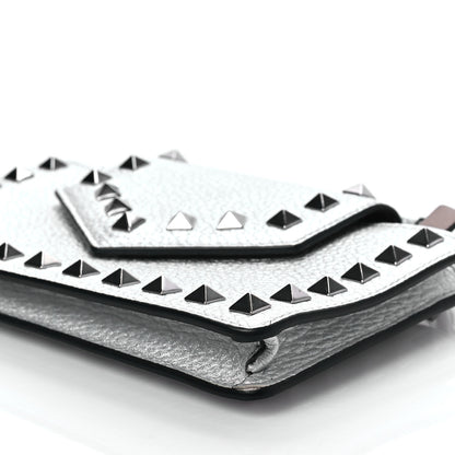 Valentino Garavani Metallic Pebbled Calfskin Rockstud Phone Case With Chain Silver 6 of 8