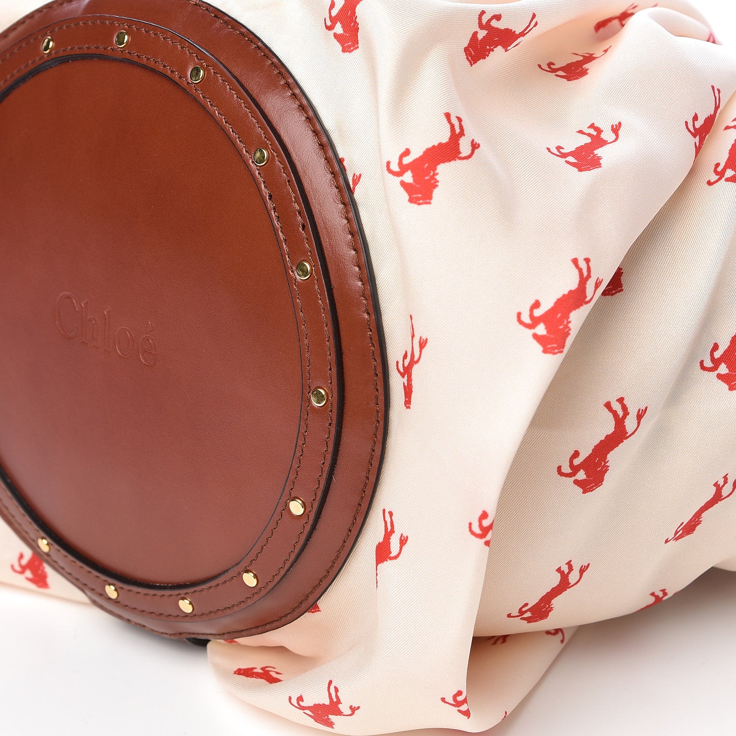 Chloe Smooth Calfskin Raffia Little Horses Medium Panier Basket White Red 12 of 12