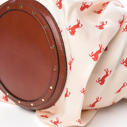 Chloe Smooth Calfskin Raffia Little Horses Medium Panier Basket White Red 12 of 12