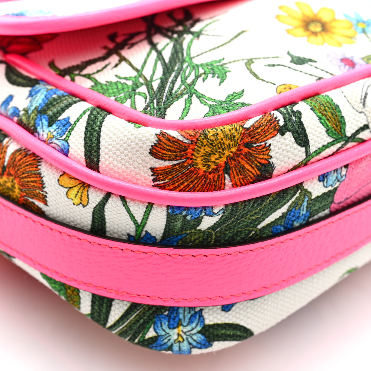 Canvas Flora Floral Shoulder Bag White Fuchsia Fluo