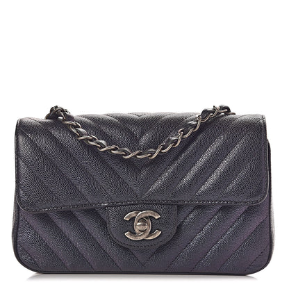 Chanel Iridescent Caviar Chevron Quilted Mini Rectangular Flap Black 1 of 14