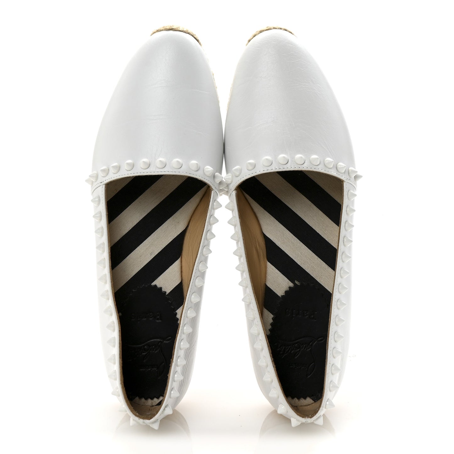 Calfskin Spikes Ares Flat Espadrilles 38 White