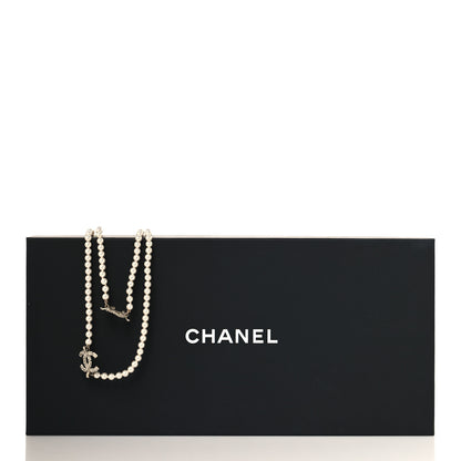 Chanel Pearl Baguette Crystal CC Long Necklace  Gold 5 of 5