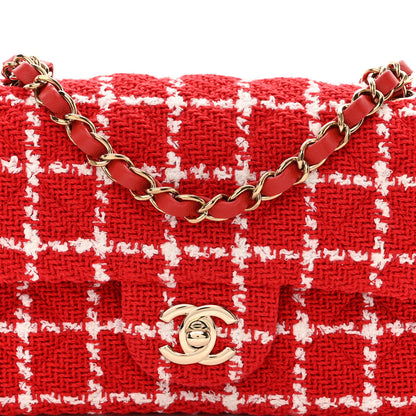 Chanel Tweed Quilted Mini Rectangular Flap White Red 8 of 10
