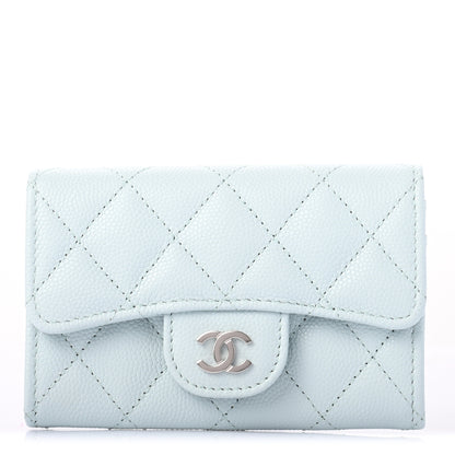 Chanel Caviar Quilted Flap Card Holder Wallet Light Blue 1 of 8