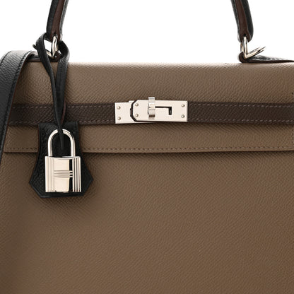 Hermes Epsom Tri-Color Kelly Sellier 25 Ecorce Etoupe Black 8 of 12