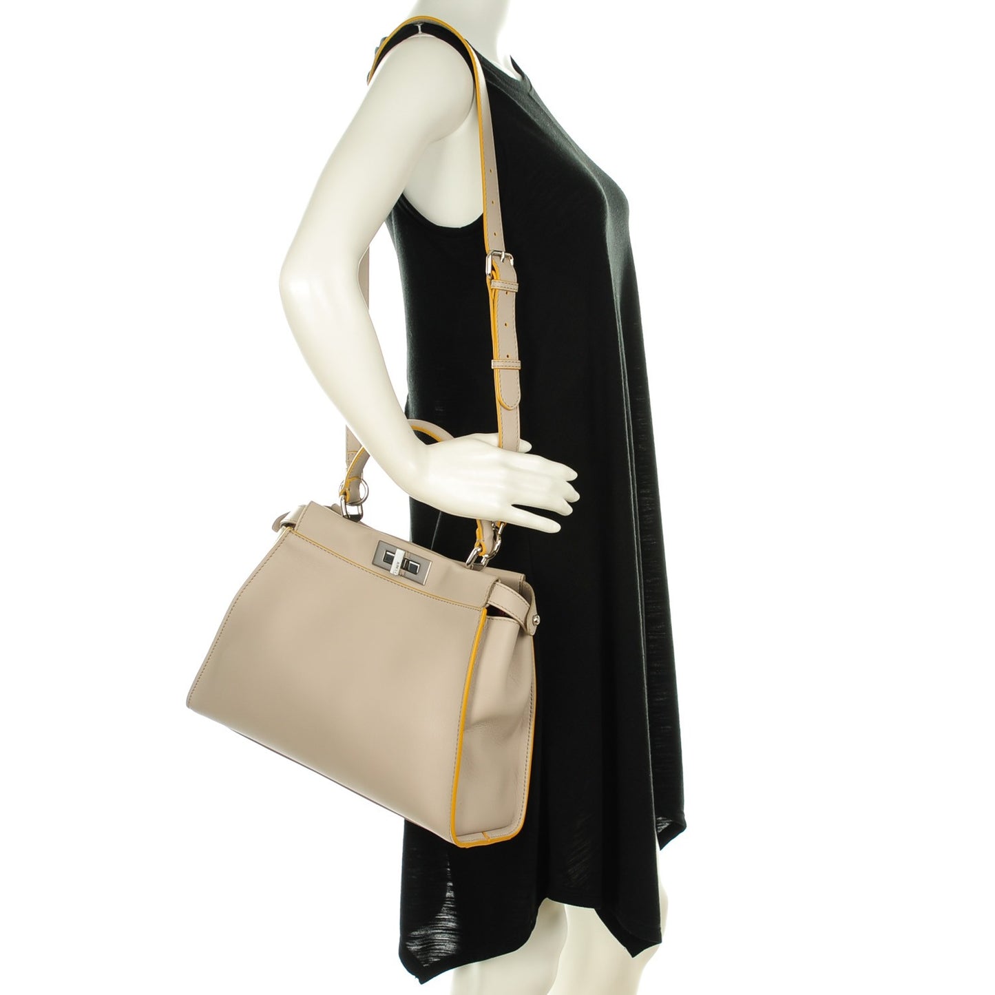 Vitello Seta Burro Medium Peekaboo Iconic Satchel Grigio Polvere Mattone