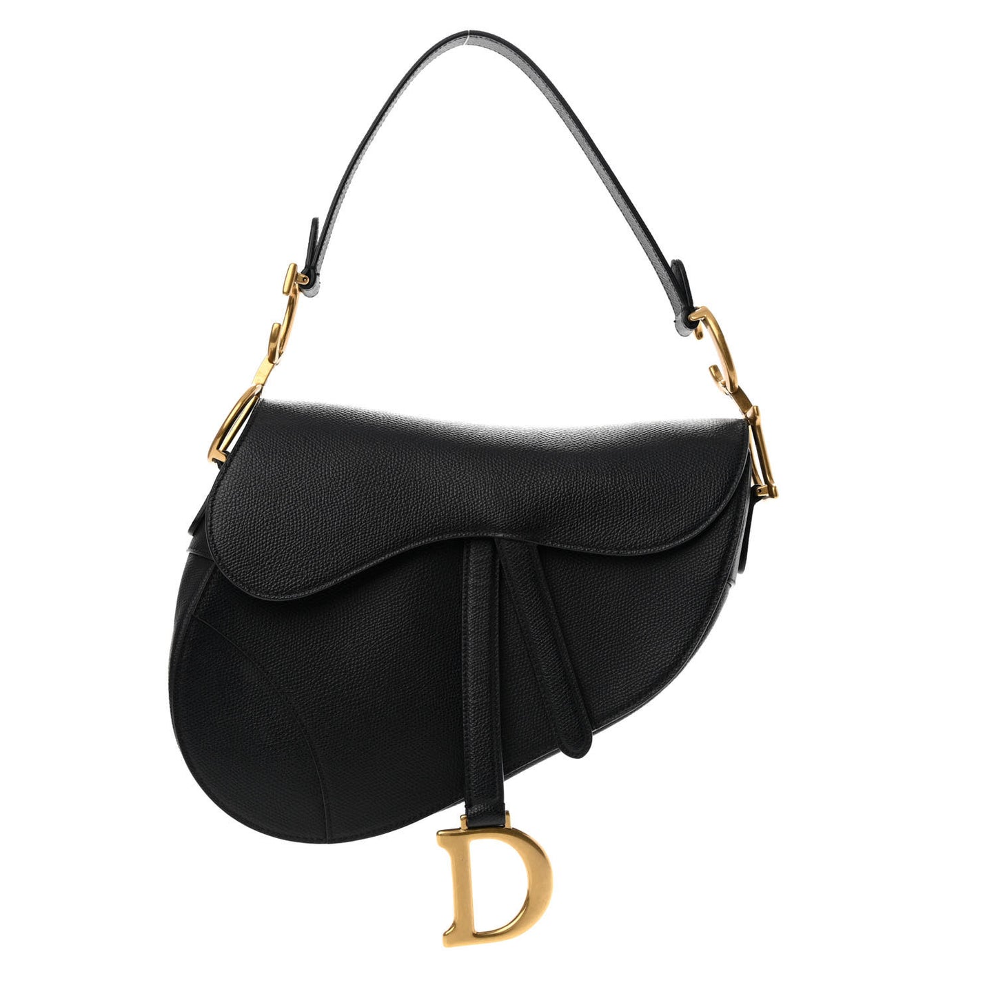 Grained Calfskin Saddle Bag Black