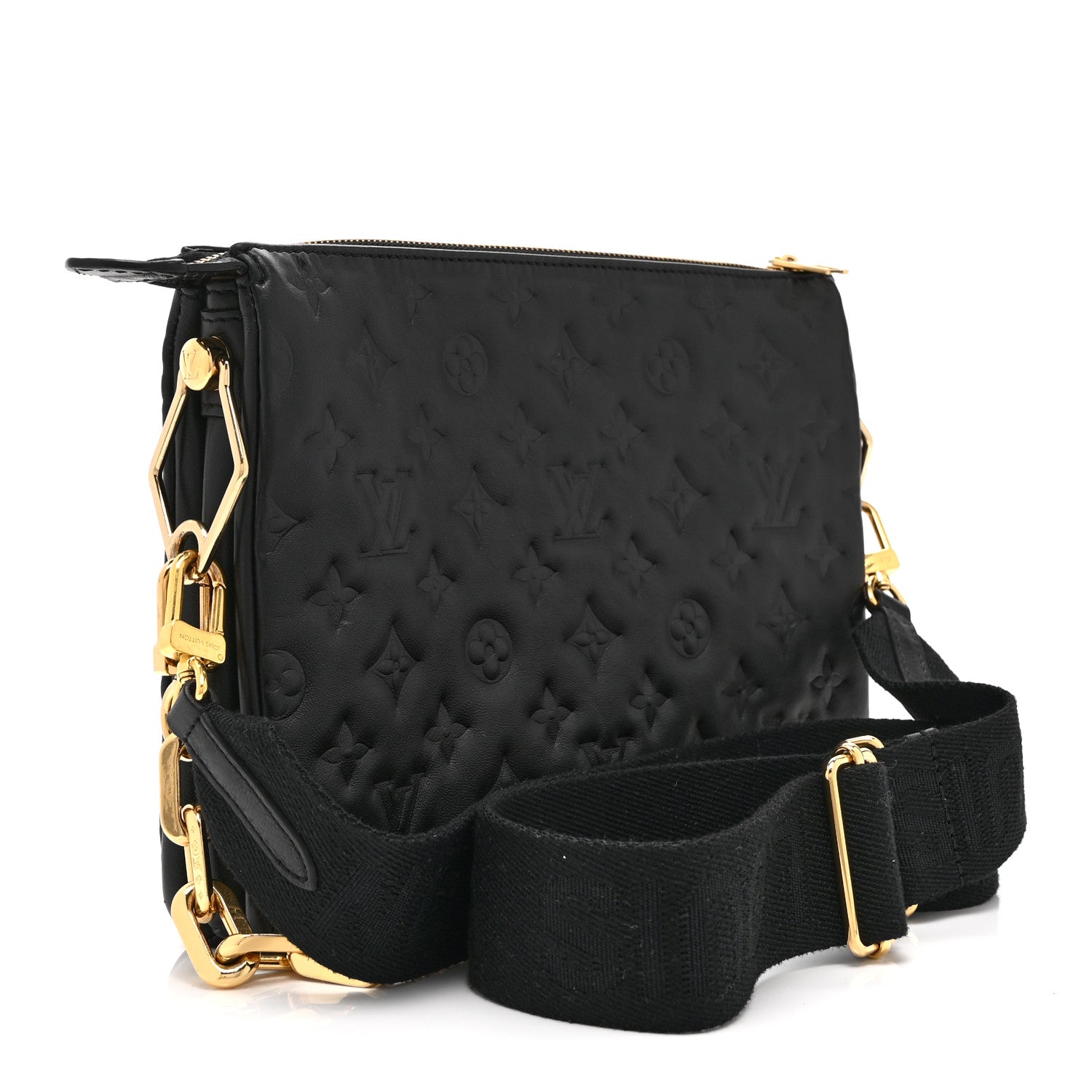 Louis Vuitton Lambskin Embossed Monogram Coussin PM Black 3 of 12