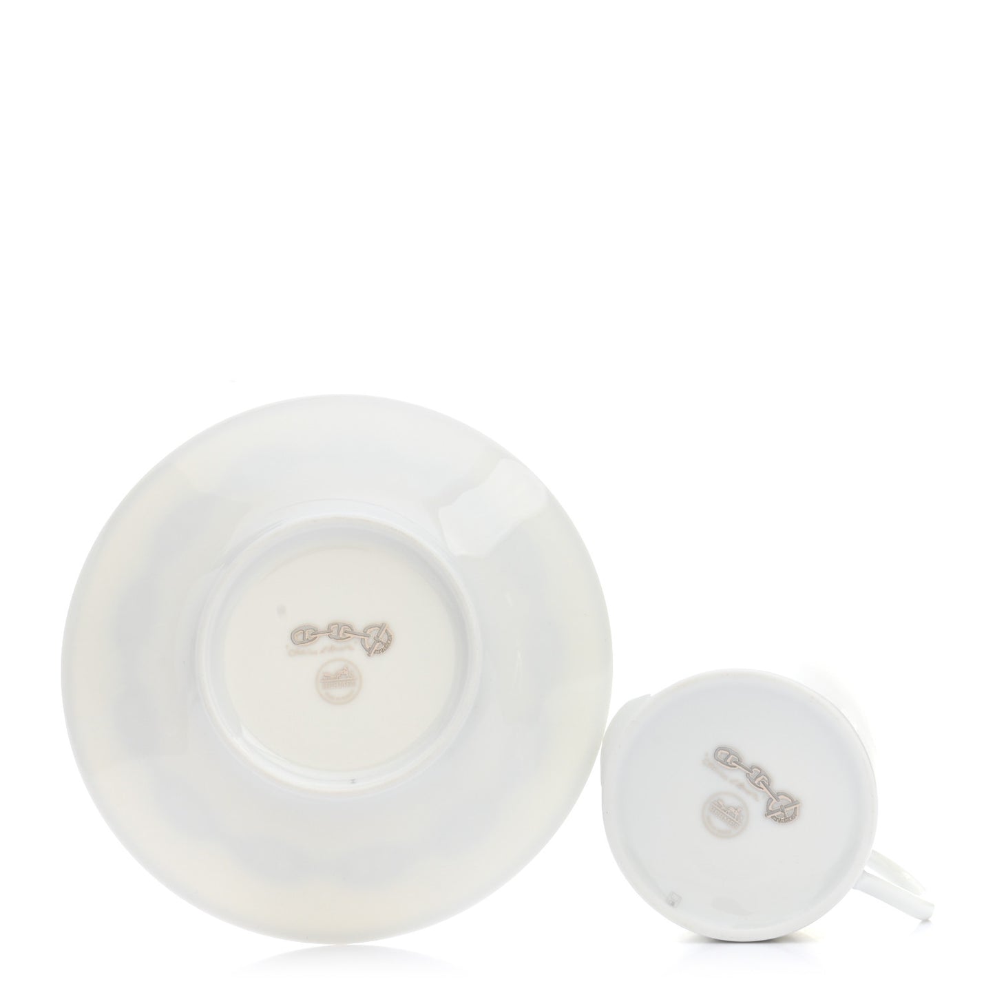 Porcelain Platinum Chaine d'Ancre Tea Cup and Saucer Set of 2