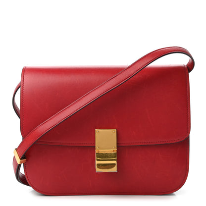 Celine Box Calfskin Medium Classic Box Flap Bag Red 1 of 11