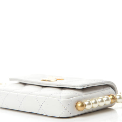 Chanel Calfskin Quilted About Pearls Card Holder Flap With Chain White 7 of 12