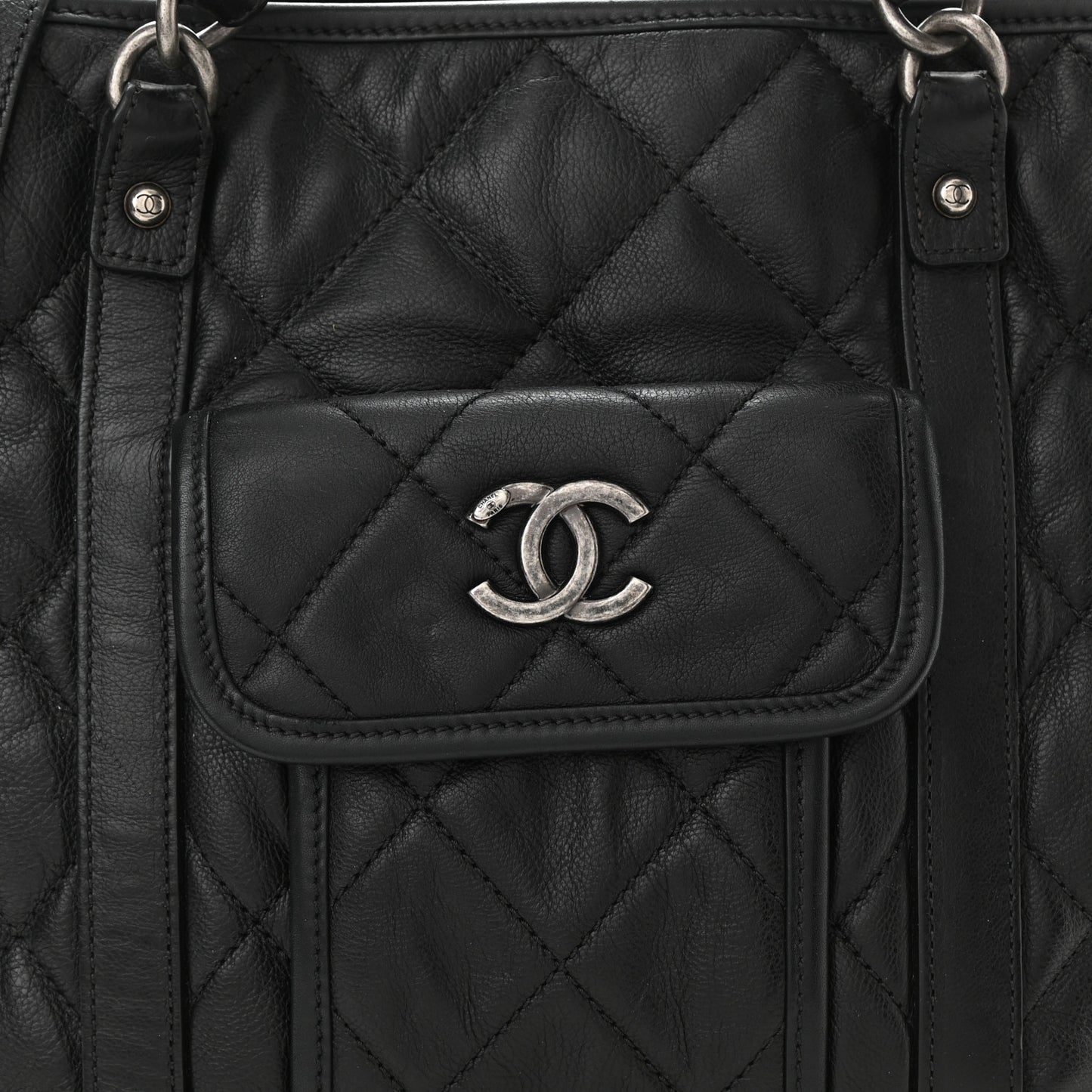 Calfskin Quilted Small Casual Riviera Tote Black