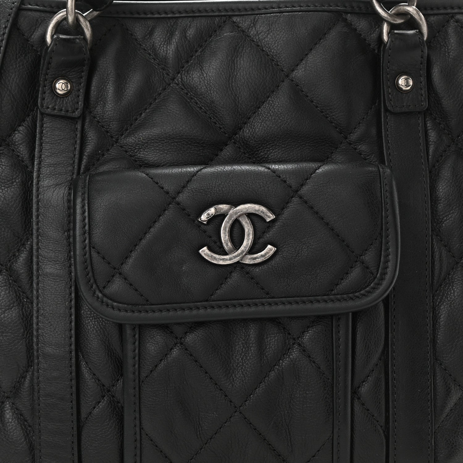 Chanel Calfskin Quilted Small Casual Riviera Tote Black 8 of 10